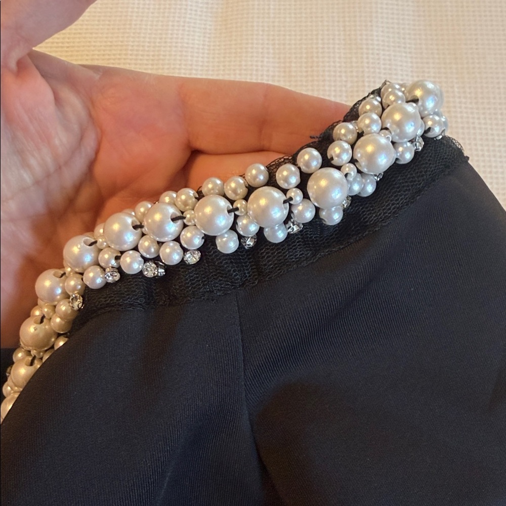 Cadyce Elegant Black Evening Gown With Faux Pearls and Rhinestones Details XS - Picture 14 of 15